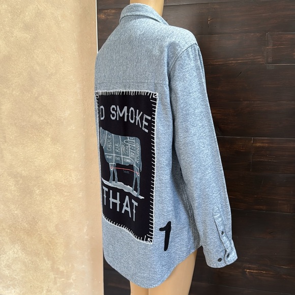 I'd Smoke That Blue Gray Shacket Size L - Picture 2 of 7